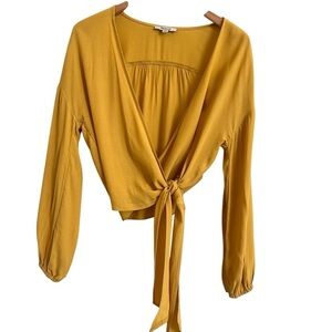 Madewell Raelynn True Wrap Top Size S Greek Gold Yellow